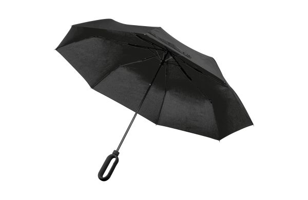 Taschenschirm aus Pongee mit Karabinergriff - schwarz