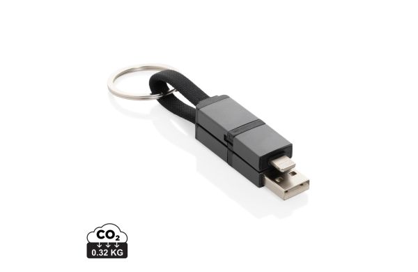 Terra 4-in-1 Schnellladekabel für den Schlüsselbund aus rAlu, grau