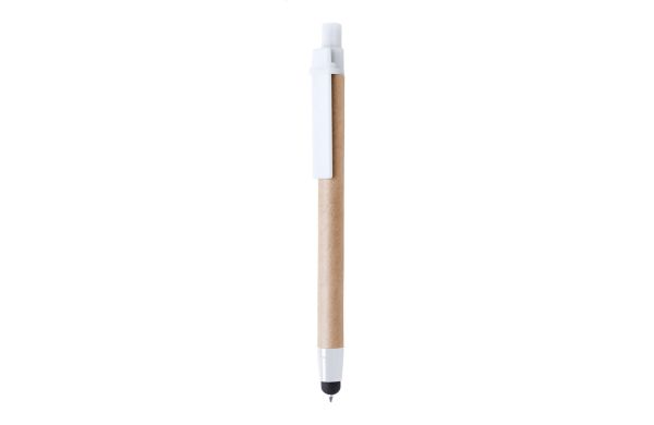 Touchpen mit Kugelschreiber Fibon, weiß/natur