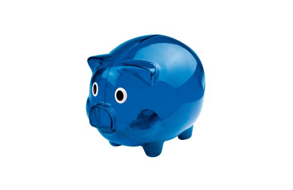 Transparentes Sparschwein - blau