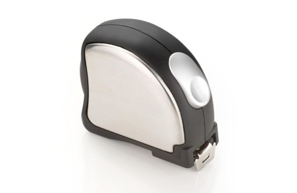 TROIKA-Maßband-ACCURATE-schwarz-silberfarben