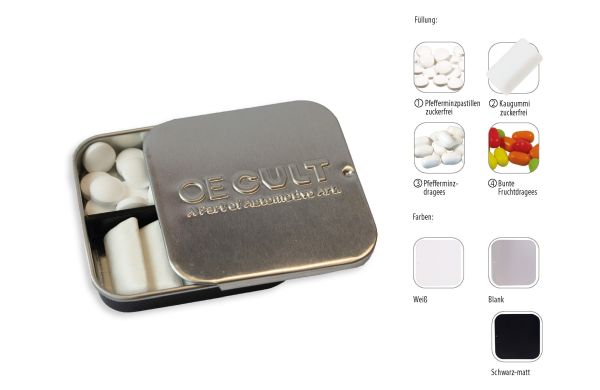 Twin Tin geprägt, Pfefferminz Dragees (Dose), weiß