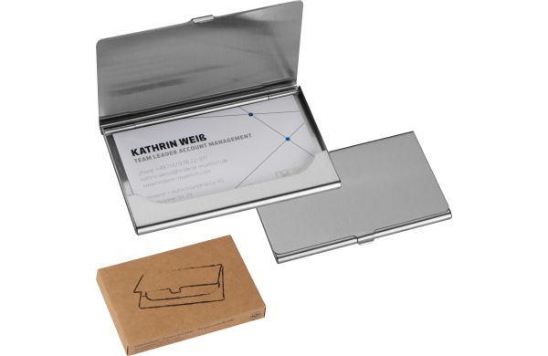 Visitenkartenetui aus Metall - silbergrau
