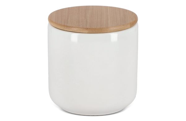 Vorratsdose aus Keramik & Bambus 550ml, weiss