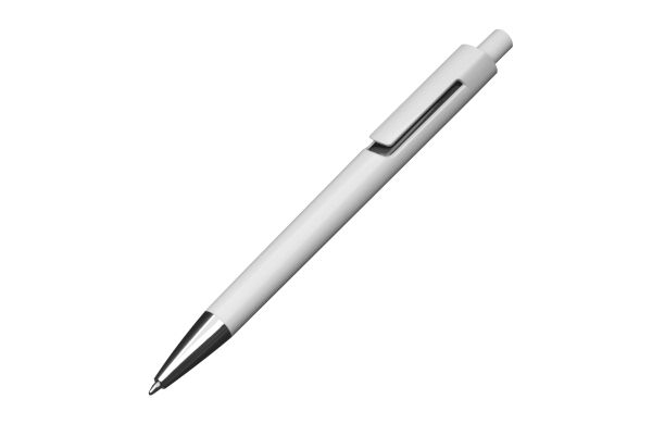 Weißer Kugelschreiber mit farbigen Applikationen  - schwarz