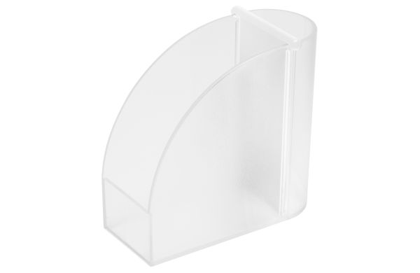 Zettelbox mit Köcher "Design", efrostet glasklar / weiß