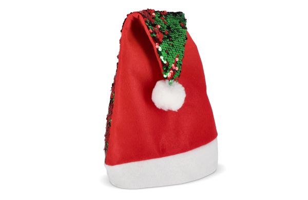 Zweifarbige Pailletten-Weihnachtsmütze, rot/grün