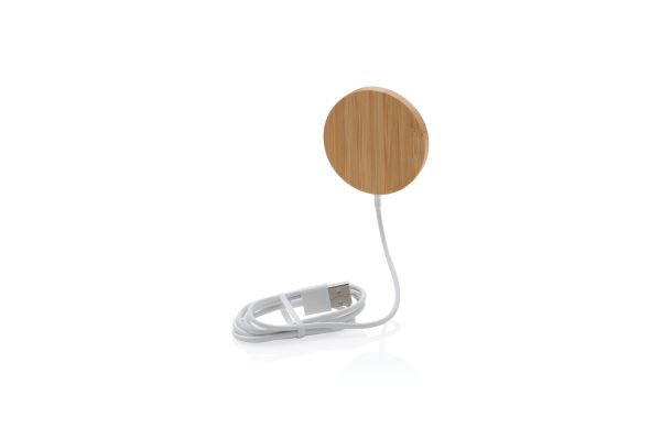 10w bambus magnetischer wireless charger braun