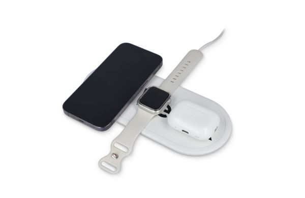 3-in-1 15W Drahtloses Ladegerät für Handys, Apple Watch und AirPods., weiss