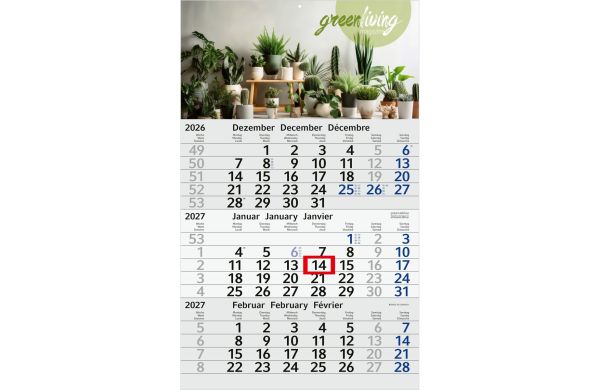 3-Monatskalender Einblatt Budget 3 Recycling-Kalendariumspapier Schrift leicht