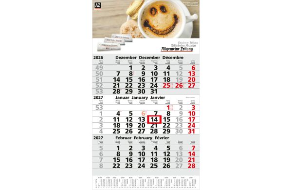 3-Monatskalender Einblatt Primus 3 Post A EXPRESS mit Jahresübersicht