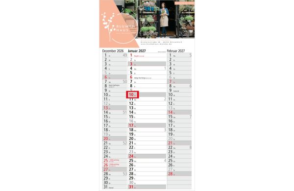 3-Monatskalender Einblatt Spectrum 3 Streifenkalender 3 Monate