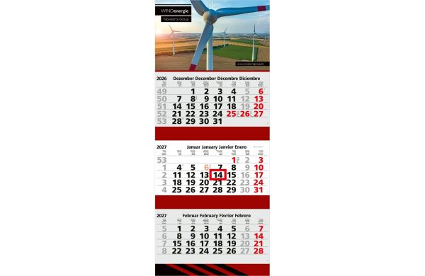 3-Monatskalender Mehrblock Maxi 3 Post Extra-Breite 335 mm