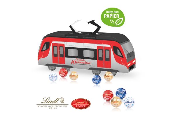 3D Adventskalender "Bahn" mit Lindt Schokolade mit Papier-Inlay