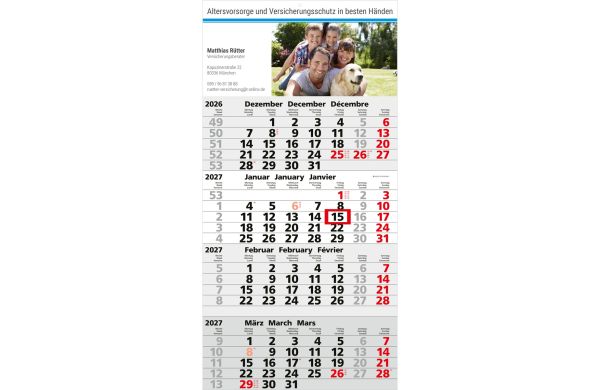 4-Monatskalender Einblatt Mega 4 Post A EXPRESS postoptimiert