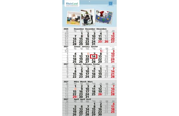 5-Monatskalender Einblatt Quintus 5 Monate gleich groß