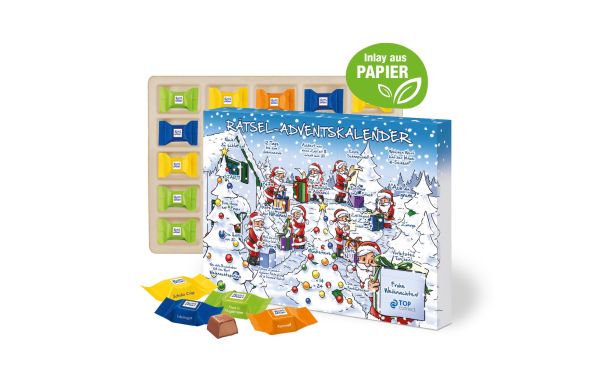 Adventskalender mit Ritter SPORT Schokowürfel Inlay aus Papierfaser