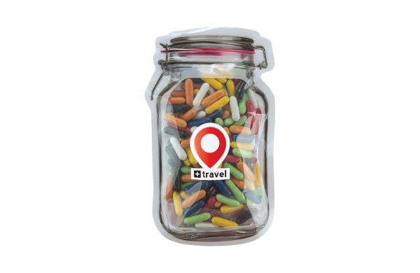 Briefkasten-"Weckglas" midi mit Süssigkeiten, Transparent