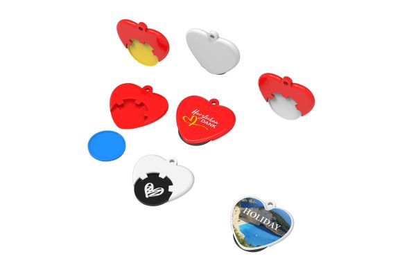 Chiphalter mit 1 Euro-Chip Herz_ blau-rot