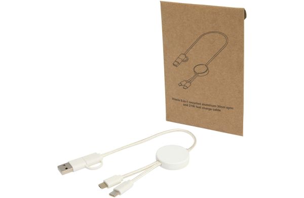 Citala 30 cm 5-in-1 Kabel aus recyceltem Kunststoff für Datenübertragung und 27W Schnellladung, weiss
