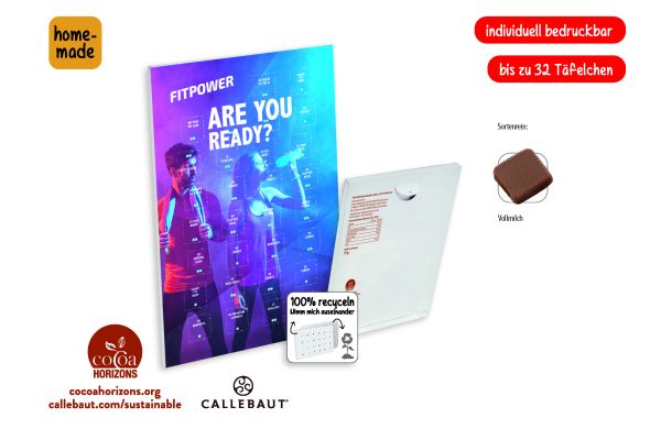 Countdown-Eventkalender Wandkalender, Callebaut Vollmilch Schokolade Kalender, ca. 100 g
