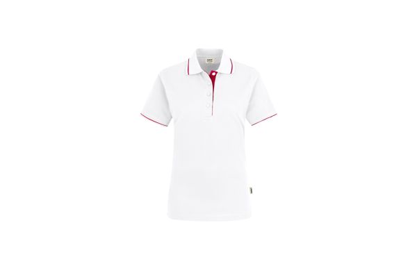 Damen Poloshirt Casual 203 weiss-rot XS
