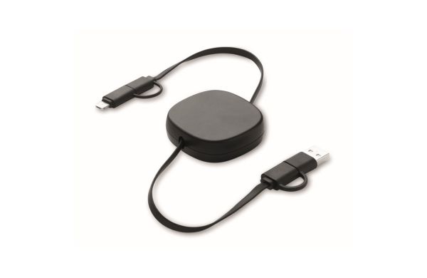 LINEA Einziehbares Ladekabel 60W, schwarz