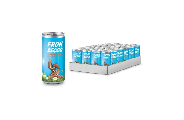 Geschenkartikel / Präsentartikel: Frohsecco Ostern - 24 x Promo Secco 0,2 l, Slimlinedose