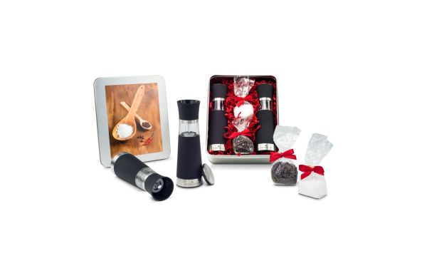 Geschenkset / Präsenteset: Salz- & Pfeffermühlen Set - in Silberdose