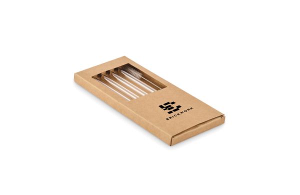 GLAW Glas Trinkhalme-Set, holz