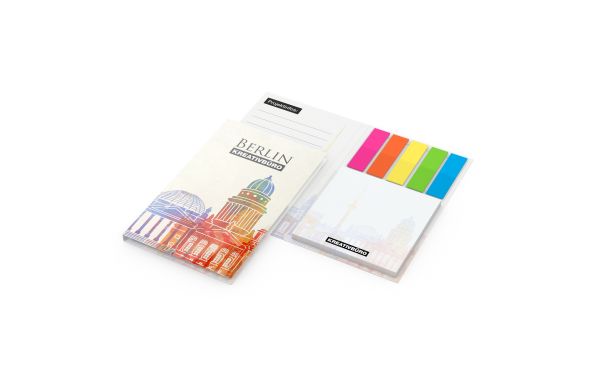 Haftnotiz-Set Berlin Zettel quadratisch Karton-Umschlag - Papier, Naturkarton weiss