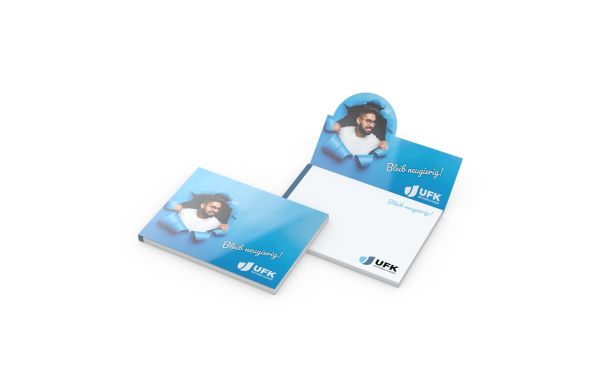 Haftnotizblock Cover Pop-Up Aufsteller Karton-Umschlag - kleiner Halbkreis links