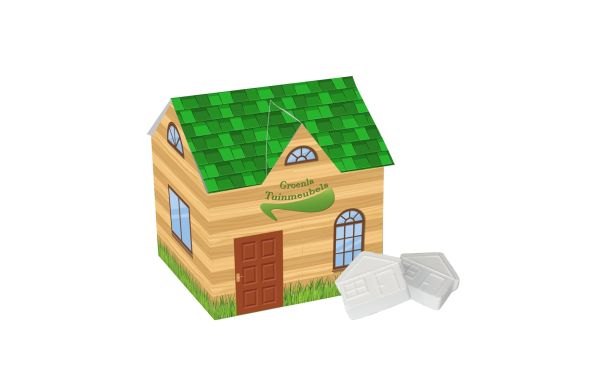 Haus mit Häuschen-Pfefferminz, Weiß
