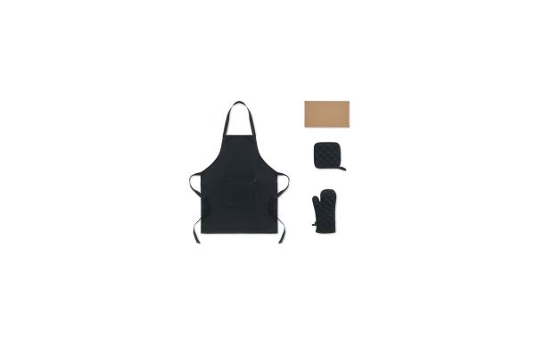 Küchen-Set recy. Baumwolle, Schwarz