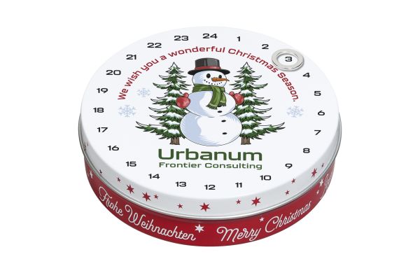 Magnetdosen-Adventskalender mit Choco Company Naps, Weihnachtskugel