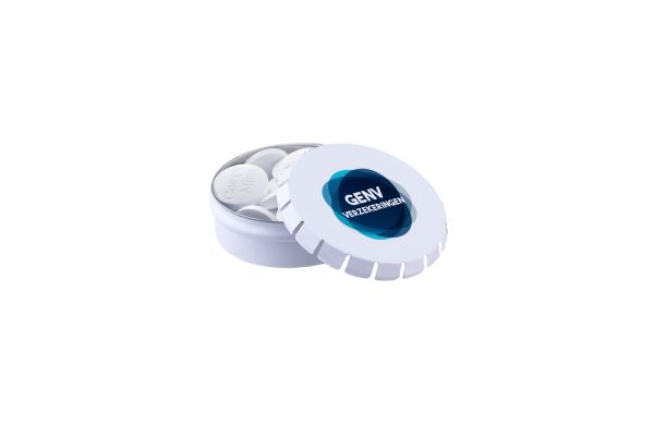 Mini clic-clac Dose mit Pfefferminzform, weiss, Compli'mints
