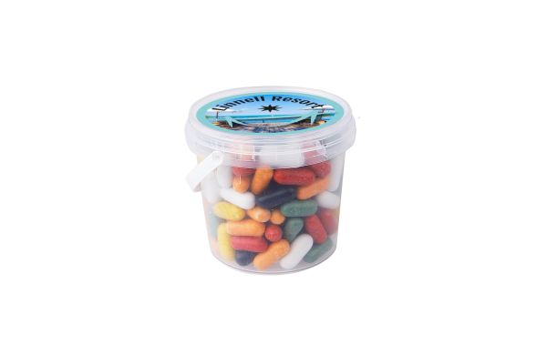 Mini Eimer, Transparant, Lakritzstangen mix
