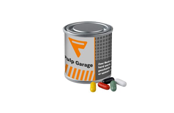 Mini-Farbdose, Silber, Lakritzstangen mix