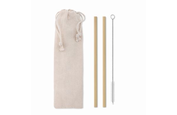 NATURAL STRAW Bambus Trinkhalme-Set - beige
