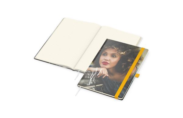 Notizbuch Match-Book Papier-Hardcover - creme, gepunktet