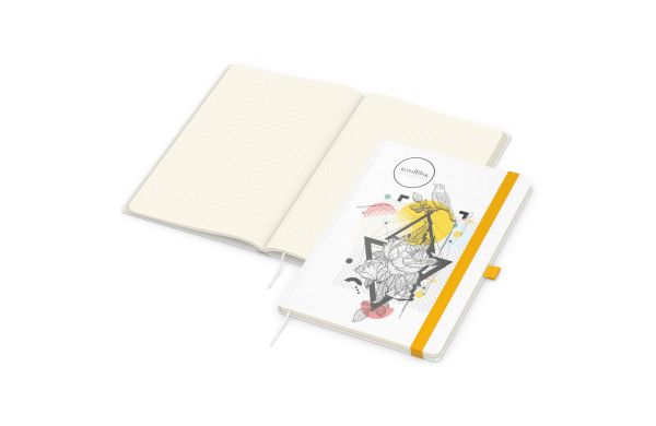 Notizbuch Match-Book Naturpapier-Hardcover - creme, gepunktet, weiss