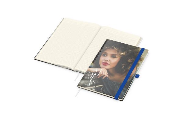 Notizbuch Match-Book Papier-Hardcover - creme, kariert