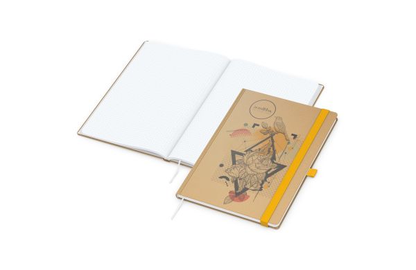 Notizbuch Match-Book Naturpapier-Hardcover - hochweiss, gepunktet, braun