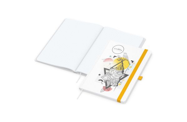 Notizbuch Match-Book Naturpapier-Hardcover - hochweiss, gepunktet, weiss