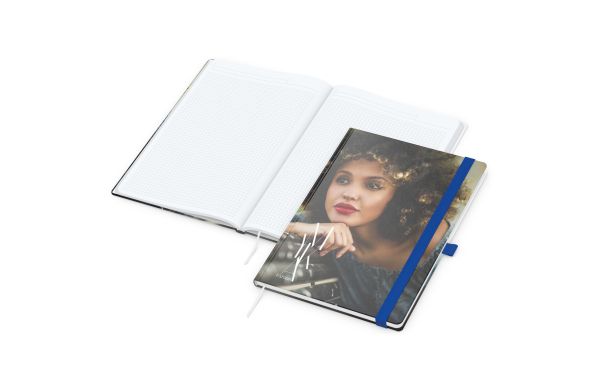 Notizbuch Match-Book Papier-Hardcover - hochweiss, kariert