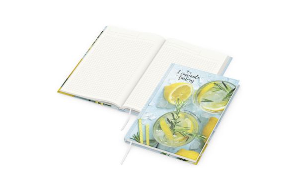 Notizbuch Note-Book Recycling-Inhaltspapier Ecken spitz Hardcover - kariert, Recycling-Naturpapier