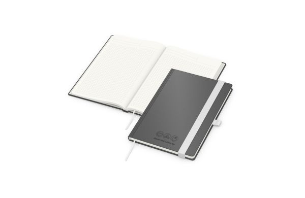 Notizbuch Organic-Book Recycling-Inhaltspapier Apfelleder-Hardcover farbig A5 - kariert, Prägung