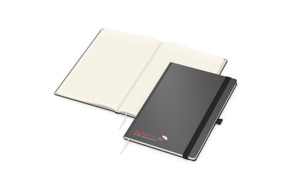 Notizbuch Vision-Book Kunstleder-Hardcover matt-farbig - creme, kariert, Siebdruck-Digital