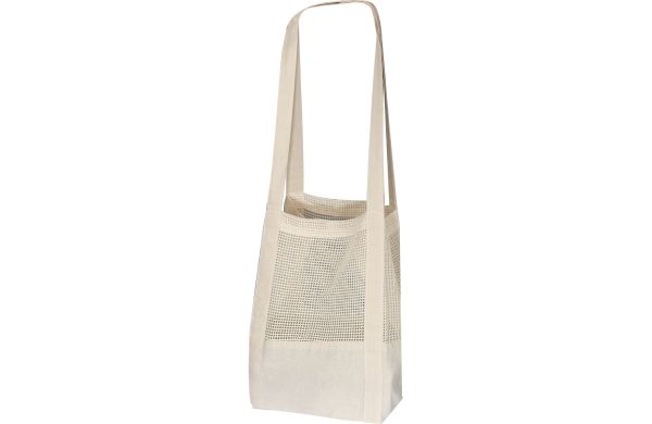Oeko-Tex STANDARD 100 Baumwolltasche mit gehäkeltem Mittelteil - weiß
