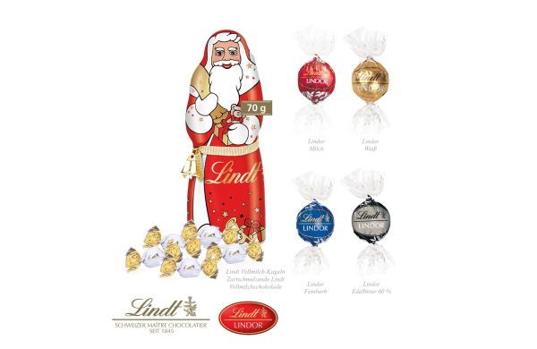 Premium-Präsent mit Lindt Weihnachtsmann „Maxi“